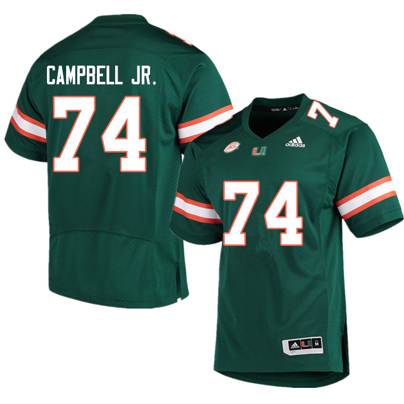 Adidas Miami Hurricanes #74 John Campbell Jr. College Football Jerseys Sale-Green